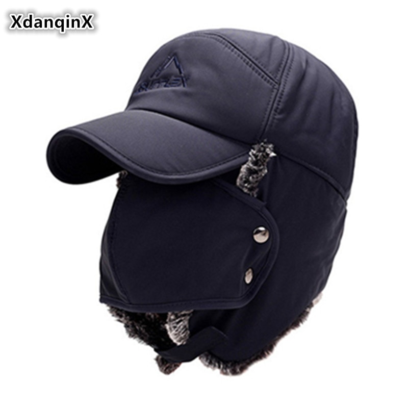 Xdanqinx vinter varme hue til kvinder bomberhatte med maske plus fnug tykke øreværn til mænd hat allround varm hætte unisex ski cap