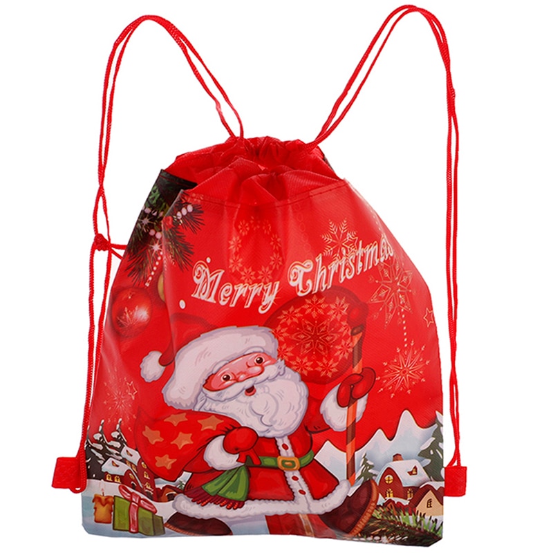 1 pièces père noël sacs à cordon Non-tissé tissu sac à dos anniversaire événement et fête fournitures voyage stockage paquet sacs