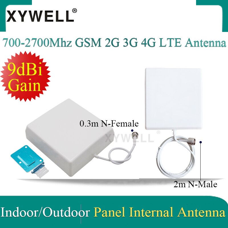 700-2700 mhz gsm 2g 3g 4g lte antenne 9 dbi gain indendørs panel intern antenne med 2m/0.3m kabel til mobil signalforstærker