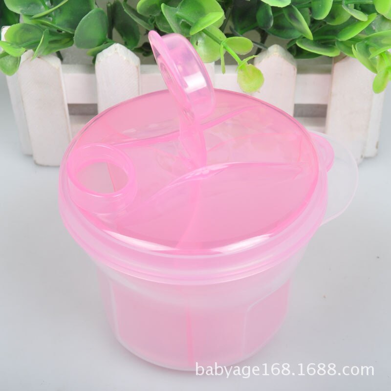 3 layers Bear Style Portable Baby Food Storage Box Essential Cereal Cartoon Infant Milk Powder Box Toddle Snacks Container: Pink 2
