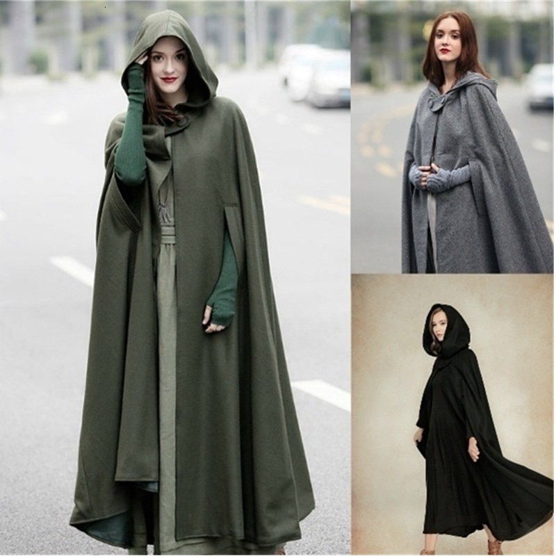 Middeleeuwse Gothic Hooded Mantel Dunne Jas Vrouwen Vintage Vampire Devil Capes Viking Piraat Gewaden Overjas Halloween Cosplay Kostuums