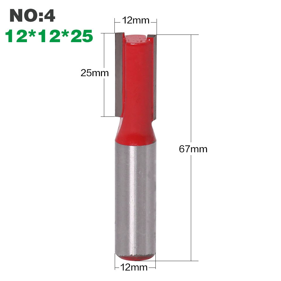 1pc 12mm Shank Double Flute Straight Bit Milling Cutter for Wood Tungsten Carbide Router Bit Woodwork Tool: NO 4