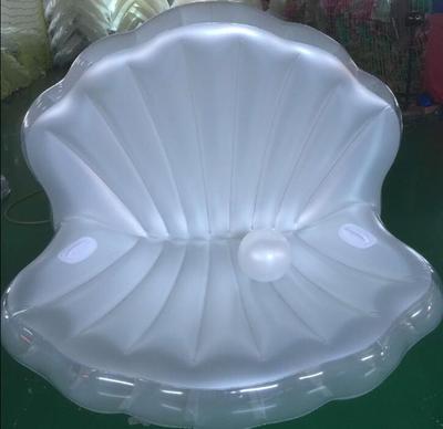 173cm Giant Inflatable Shell Pool Float Summer Water Air Bed Lounger Clamshell With Pearl Seashell Scallop Board: White