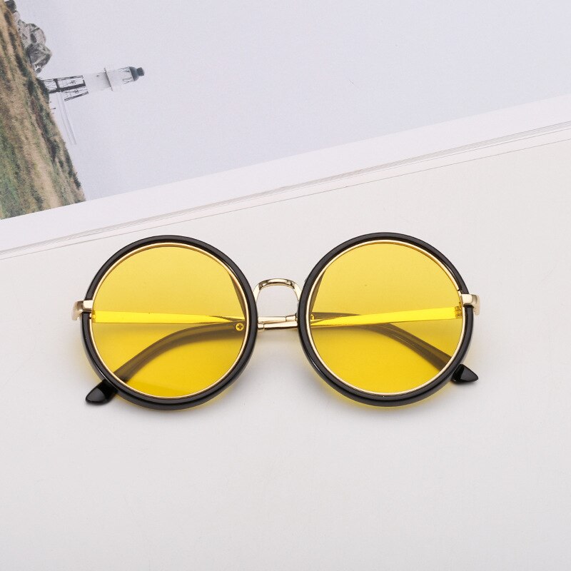Zilead børn rundt stel solbrillemærke baby drenge piger sød solbrille metalplade retro vintage solbriller til børn: 3