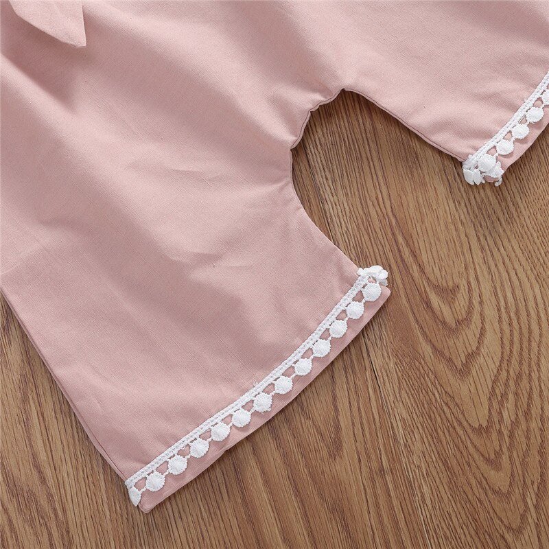 Baby Meisjes Romper Jumpsuit - Off Shoulder Strik Riem Zomerkleding