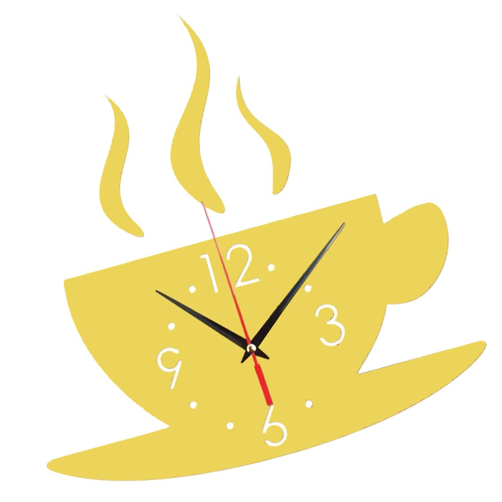 3D naklejka robić zrobienia w domu zegar ścienny, lustrzany efekt filiżanka kawy w kształcie duży zegar ścienny DIY robić salonu sypialnia biuro, łatwy w instalacji