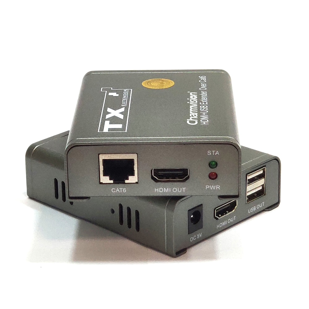 Charmvision EKU60H 60m 196ft USB K/M HDMI KVM Extender 1080P HD Audio Video Encoder Decoder over UTP STP CAT6 Cable PC DVR NVR