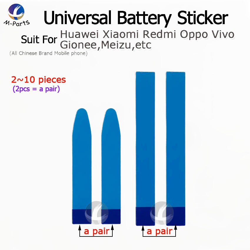 2 10 10/lot adesivo de bateria universal para samsung huawei xiaomi vivo oppo etc fácil de puxar faixa de fita trackless