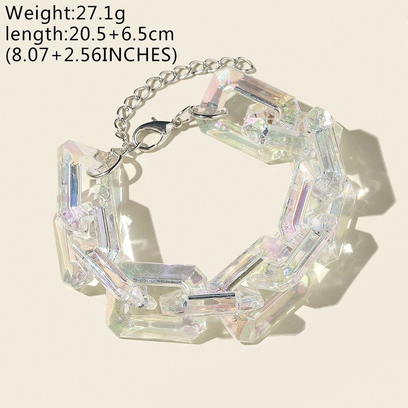 transparent Kubanischen klobig Dicke Armbänder Armreifen Übertreibung Weiß Acryl Geometrische Platz Armbinde wickeln Handgelenk Kette Schmuck