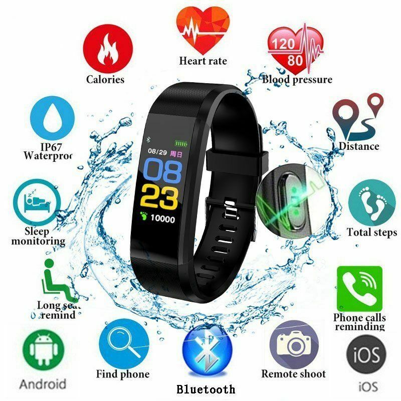 115 plus smartwatch mænd kvinder pulsmåler blodtryk fitness tracker smartwatch sportsur til ios android