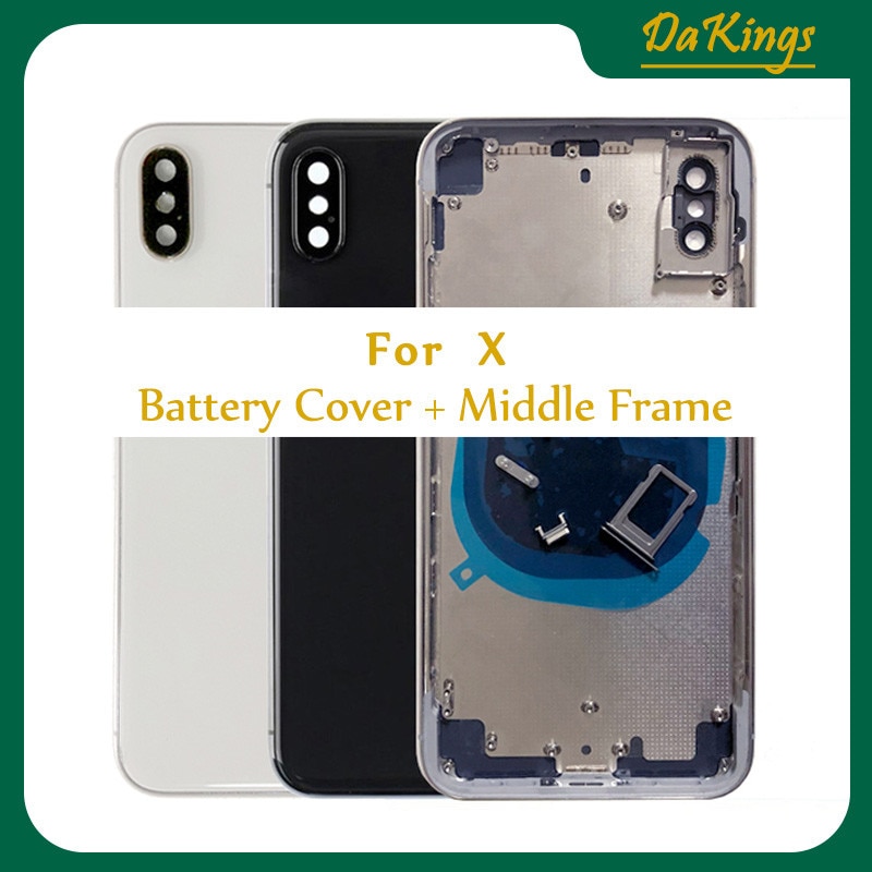 X XR XS Back Housing for Iphone XR X XS XSMax Max Back Battery Rear Cover Door Middle Frame Chassis with Glass Replacement CE US