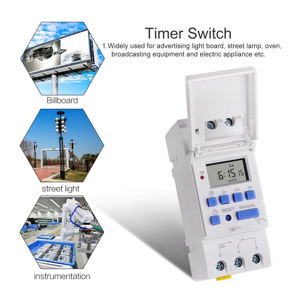 SINOTIMER Switch Relay Timer Control AC 220V 1.5W Weekly 7 Days Digital Programmable Time Din Rail Mount for Electric Appliance