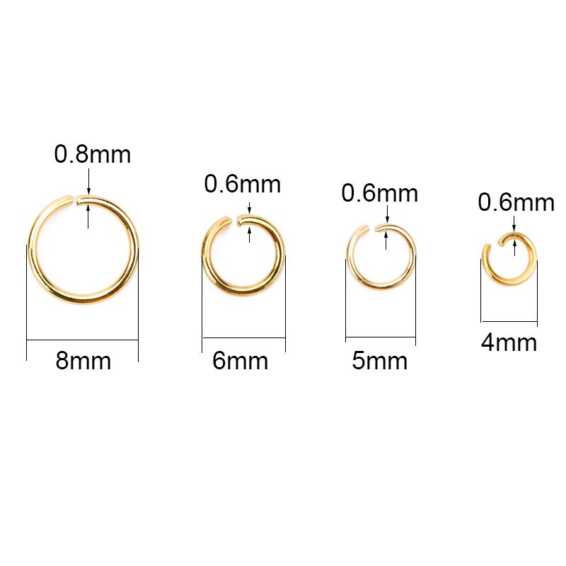 100pcs Golden Stainless Steel Open Jump Rings Bulk Dia 4 5 6 8mm Split Rings End Connectors For Diy Jewelry Making Accessories