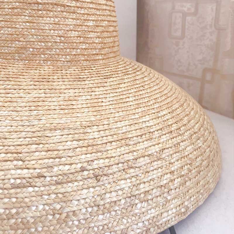 Kvinder stråhat klokke type 15cm stor bred skygge solhat afslappet naturlig hvede strå sommer strand hat skygge dame hat