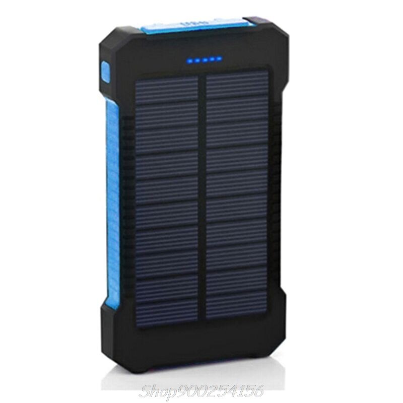 LED Dual USB Ports Solar Panel Power Bank Case Concise and vogue style Charger DIY Kits Box For Samsung Jy31 20: blue
