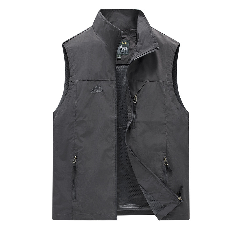 FGKKS Primavera Nuovi Uomini Gilet Per Il Tempo Libero All'aperto Gilet di Colore Solido Giovane di Mezza Età Fotografia Pesca Gilet Casual Giacca Maschile