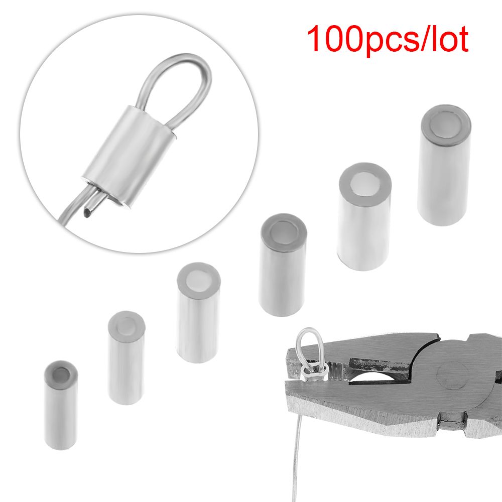 100 Stks/partij Wit Ronde Real Aluminium Buis Draad Pijp Crimp Mouwen Zee Vislijn Buis Accessoires
