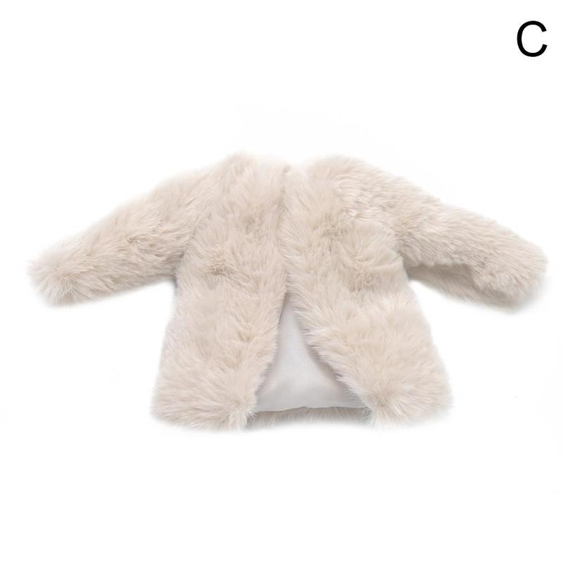 Dukke tøj flerfarvet langærmet blød pelsfrakke vinter varm fritidstøj tilbehør tøj til dukke børn legetøj: C