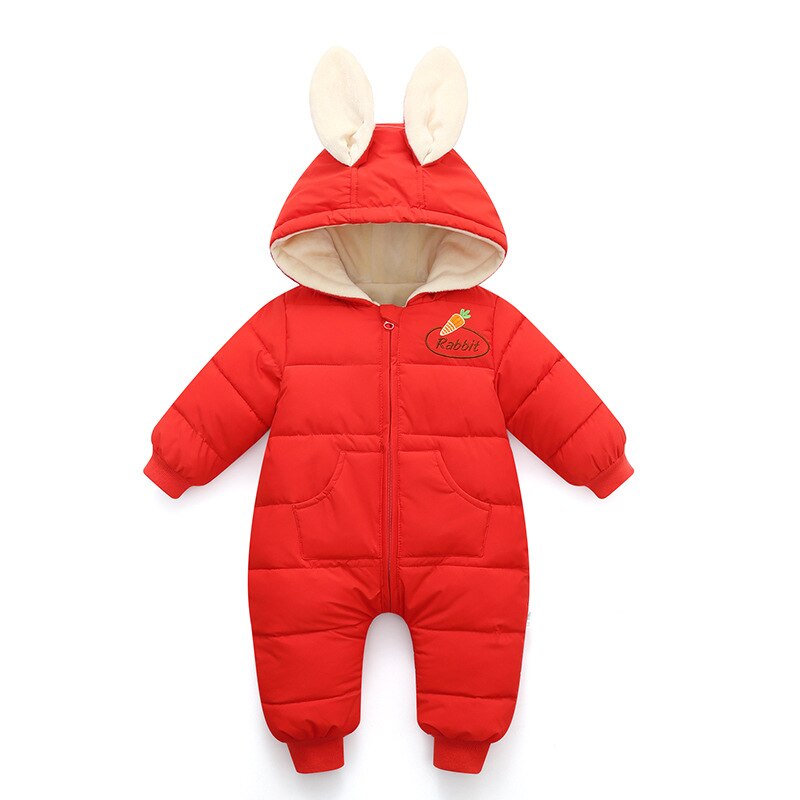 Pasgeboren Baby Winter Snowsuits 2022 Warm Meisjes Overalls Hooded 3 Kleuren Kleding Voor Jongens Met Grote Oren 0-24M Peuter Jongens Zuigelingen: red / 24M