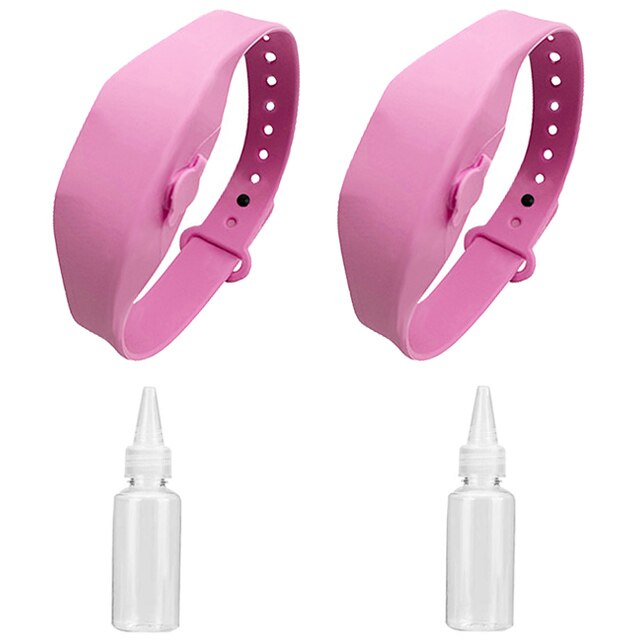 Dispensador de Gel hidroalcohólico, pulsera, desinfectante de manos recargable, pulsera, desinfectante para niños, reloj hidrocólico antibacteriano: 2PCS Pink