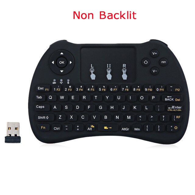 Mini trådlöst qwerty-tangentbord 2.4 ghz luftmus med bakgrundsbelyst smart multifunktions pekplatta spel tangentbord för pc android tv box htpc: Icke-bakgrundsbelyst