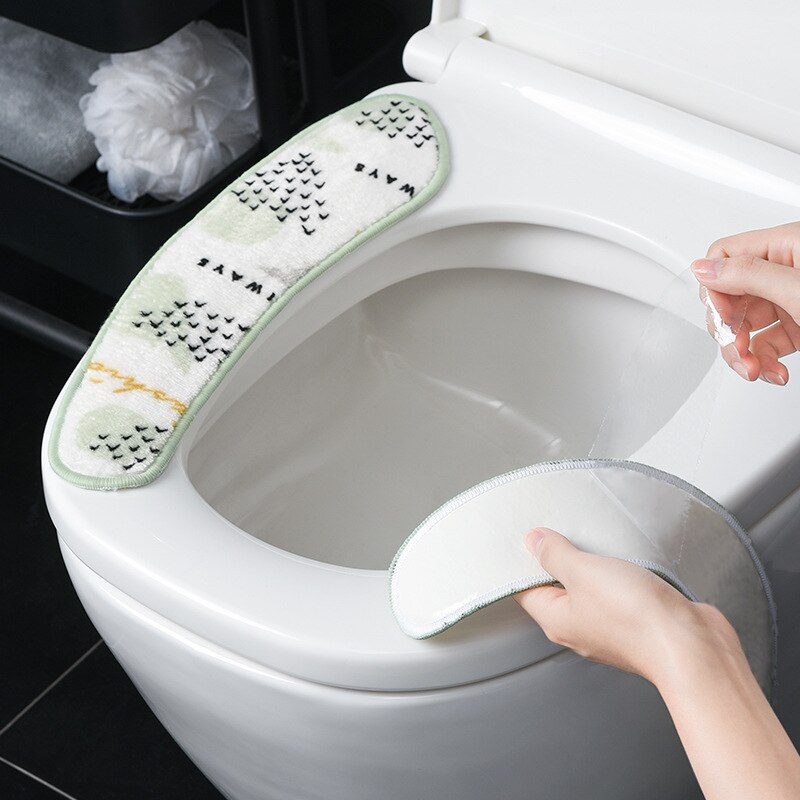 1 Paar Universele Zachte Wasbare Toilet Seat Cover Voor Huishoudelijke Flanel Non-marking Toilet Seat Cover accessoires