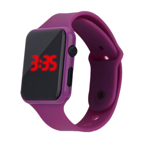 LED Digital Sport Watch for Boys Girls Men Women Unisex Rectangle Dial Display Plastic Electronic Wrist Watch montre homme: purple