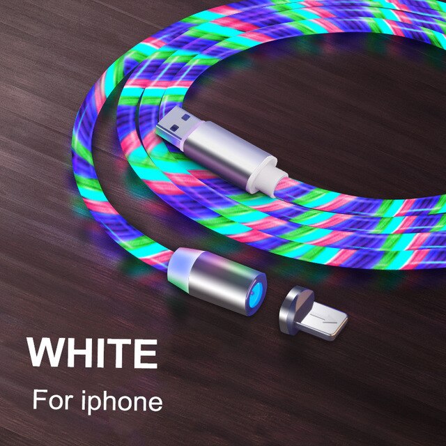 1m Magnetische Kabel Micro USB Typ C Android Schnelle Lade Draht Kabel Für iPhone 11 12 Pro Max 8 X Glow LED Beleuchtung Magnet Ladegerät: Colorful for iPhone