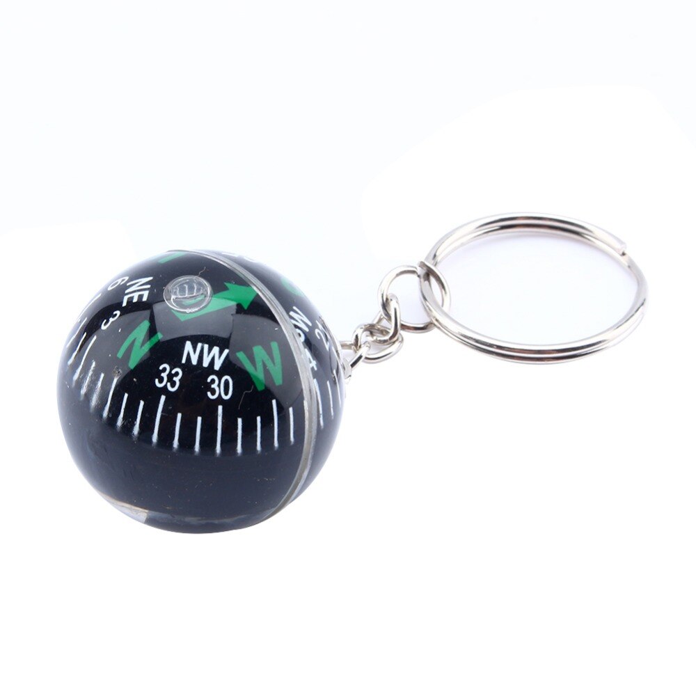 28mm Ball Compass Keychain Liquid Filled Compass Hiking Camping Travel Outdoor Survival Tools Easy Carrying Ring