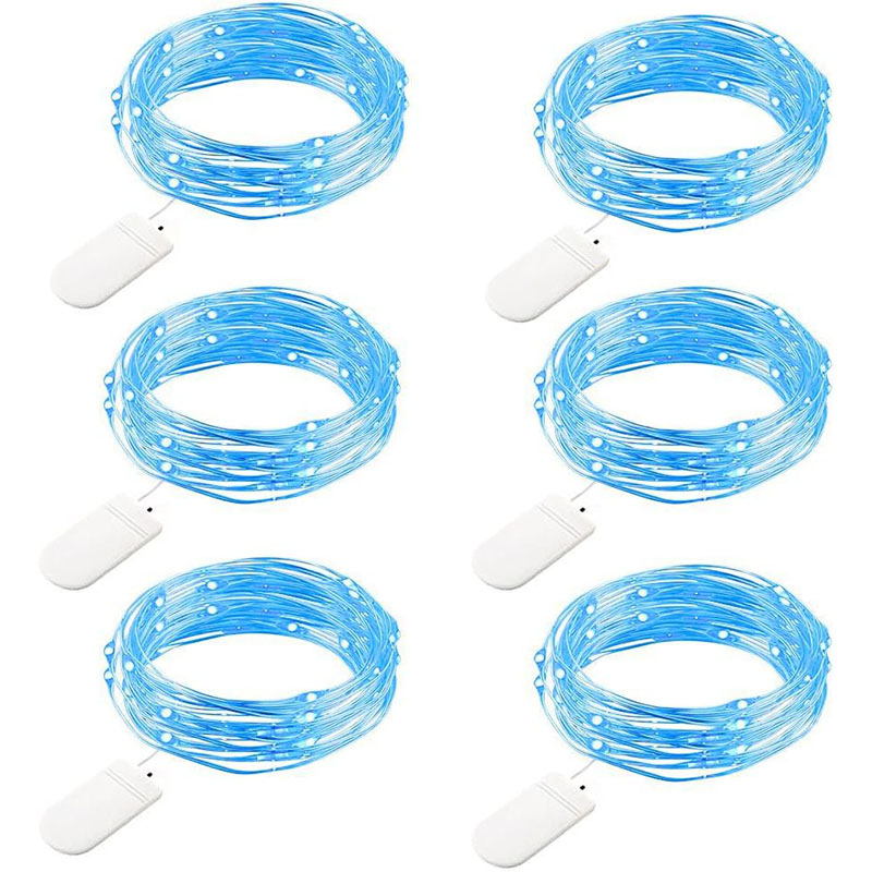 6 pacote de luzes de fadas led a pilhas luz da corda à prova dwaterproof água fio prata para diy festa casamento quarto pátio decoração natal