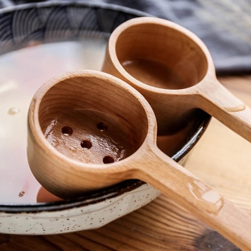 Japansk bøg hele træ lige håndtag ske ske lang håndtag miso suppe krydderier træske bestik