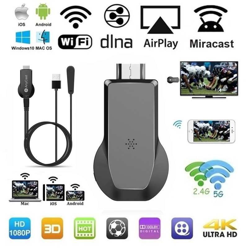 Anycast M100 Wifi Display Dongle 2.4G 5G Hdmi 4K Ultra Hd Vs Anycast M2 Plus Tv stick Voor Ios Android Smart Phone Tablet