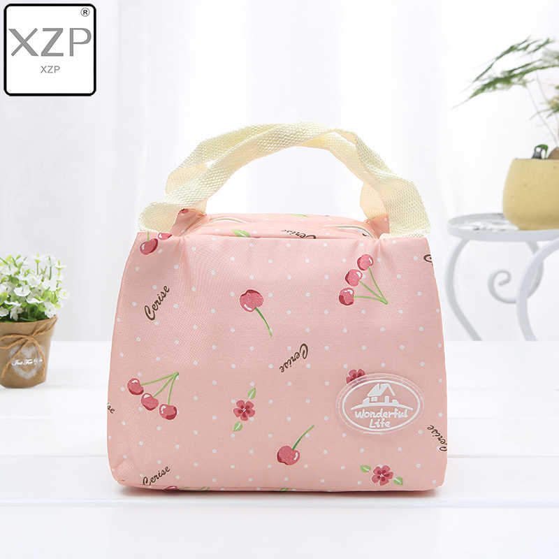 Xzp termiske madposer frisk pink kirsebærtote madposer polyester fersken skin bærbar sommerfugl termisk praktisk madpakke: Lyserød kirsebær