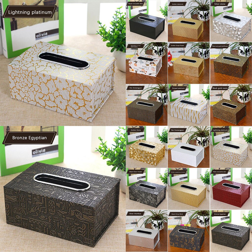 Leather Tissue Box European Napkin Tray Boxes Medium Leather Car Tissue Box Holder Box Case Pouch Table Tissue Holder