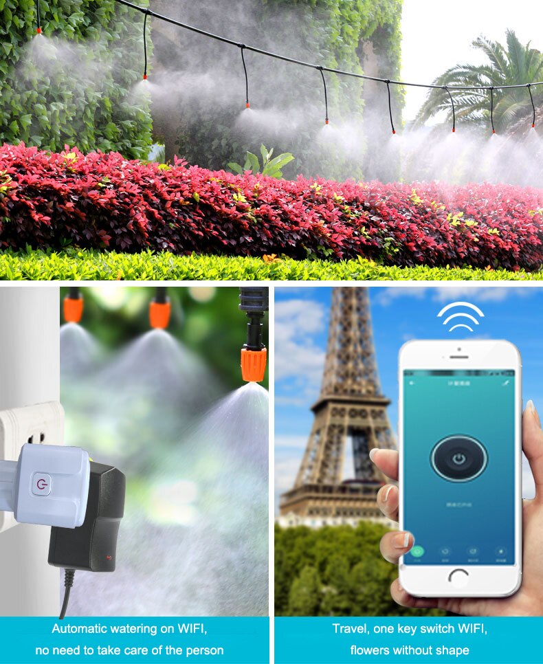 Sistema di Irrigazione a Goccia Intelligente - Controllo Mobile WiFi - Irrigazione Automatica Piante - Kit Giardino