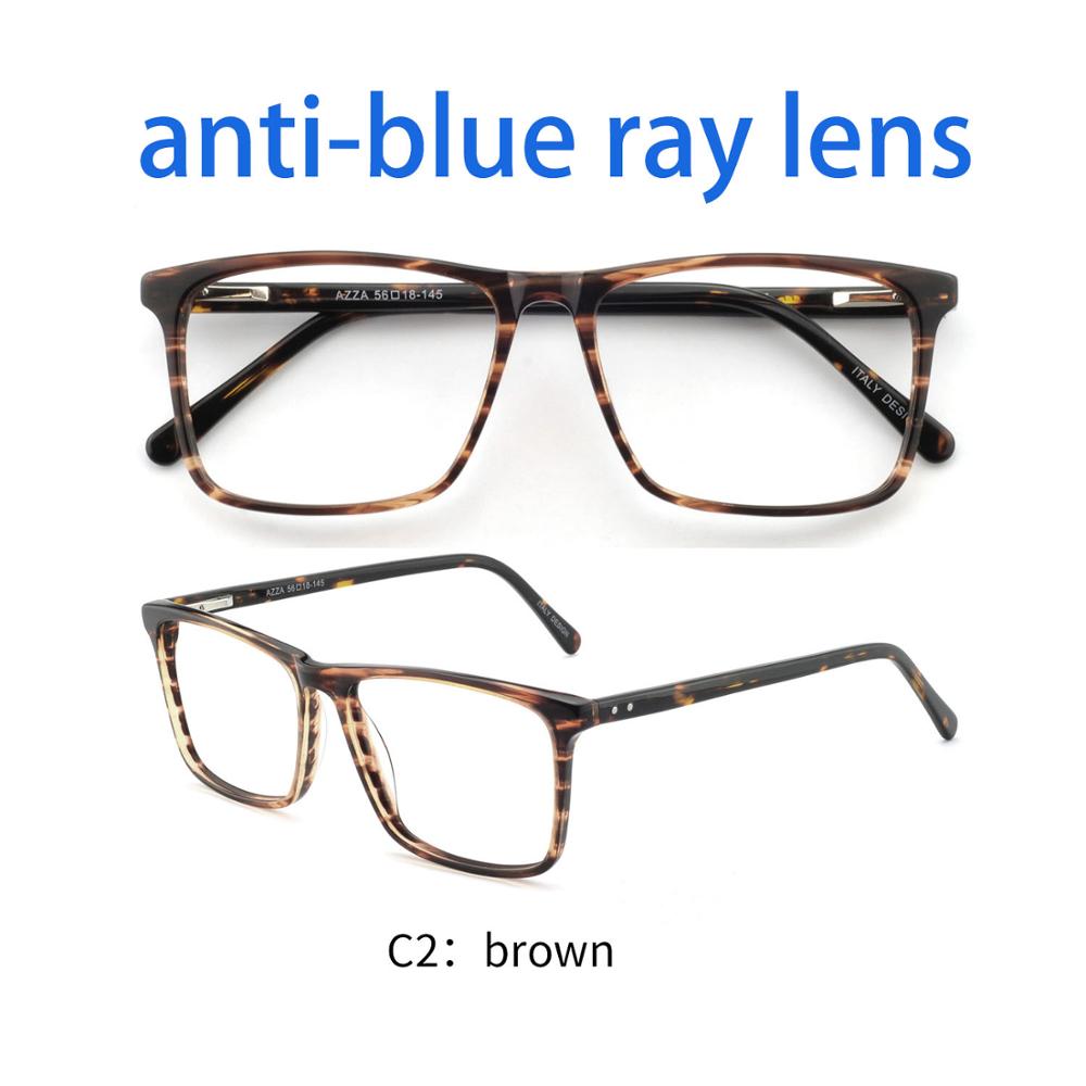 OCCI CHIARI Computer Glasses Frame Men Optical Eyeglasses frames Clear Lens blue light Gaming Eyewear Prescription Male: C2a-brown anti-blue