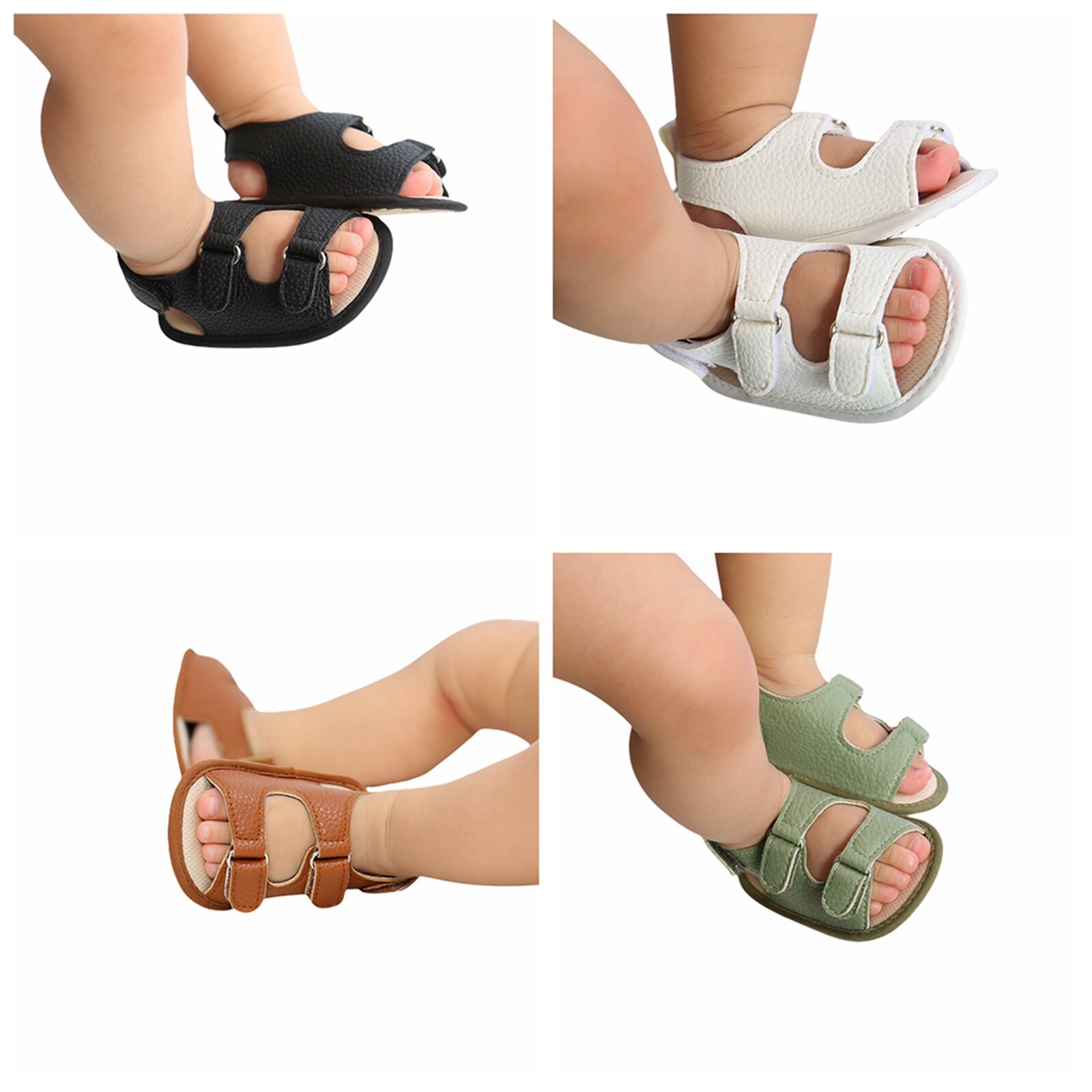 Baby Jungen Mädchen Leder Sandalen, Anti-Unterhose Sohle Einfarbig Wohnungen Erste Wanderschuhe