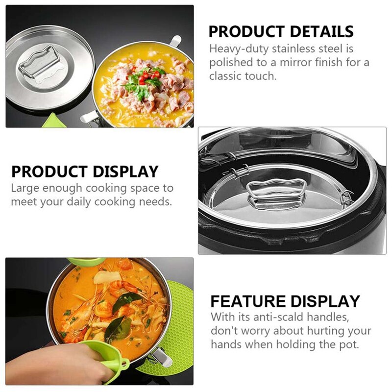 Food Stainless Steel Steamer Pot with Steamer Trivet Rack with Lid and Handle, Multi-Function Steaming Compartment Set