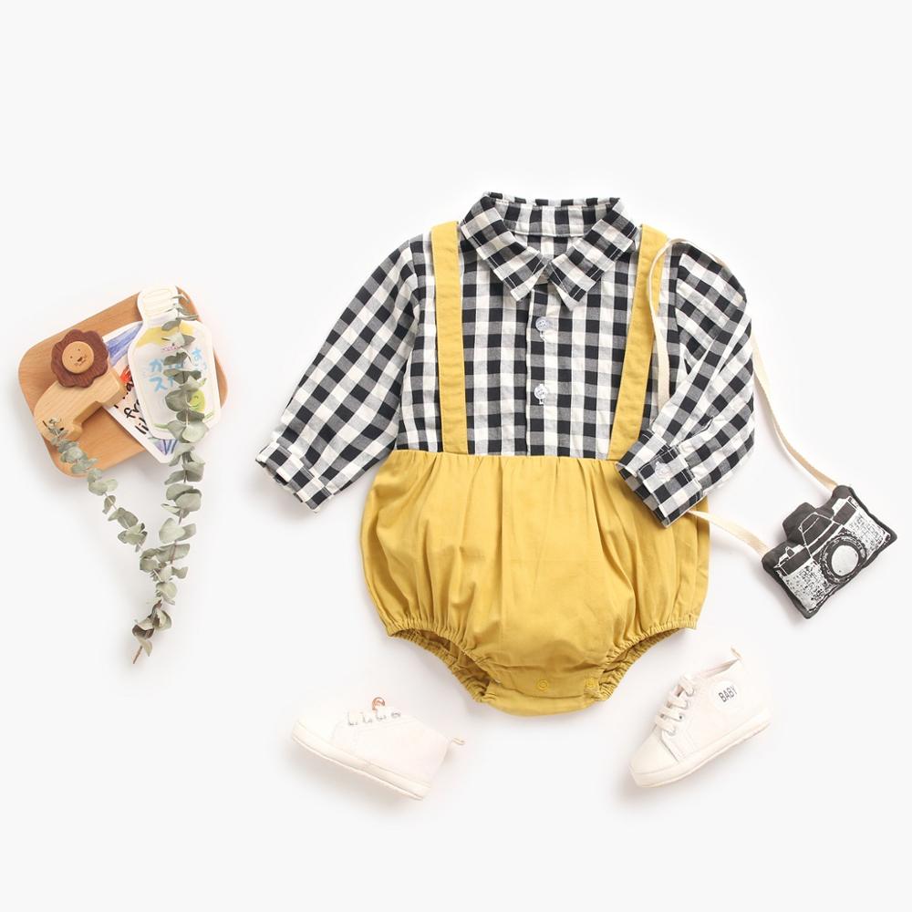 Baby Jongens Kleding Plaid Baby Schat Kinderen Romper Koreaanse Van Lente En Herfst Een Stuk Romper