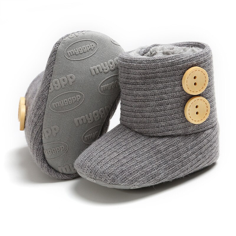 Winter Warm Babyschoenen Baby Ankle Snowboots Infant Haak Knit Fleece Baby Schoenen voor Jongens Meisjes Christmas: grey / 1