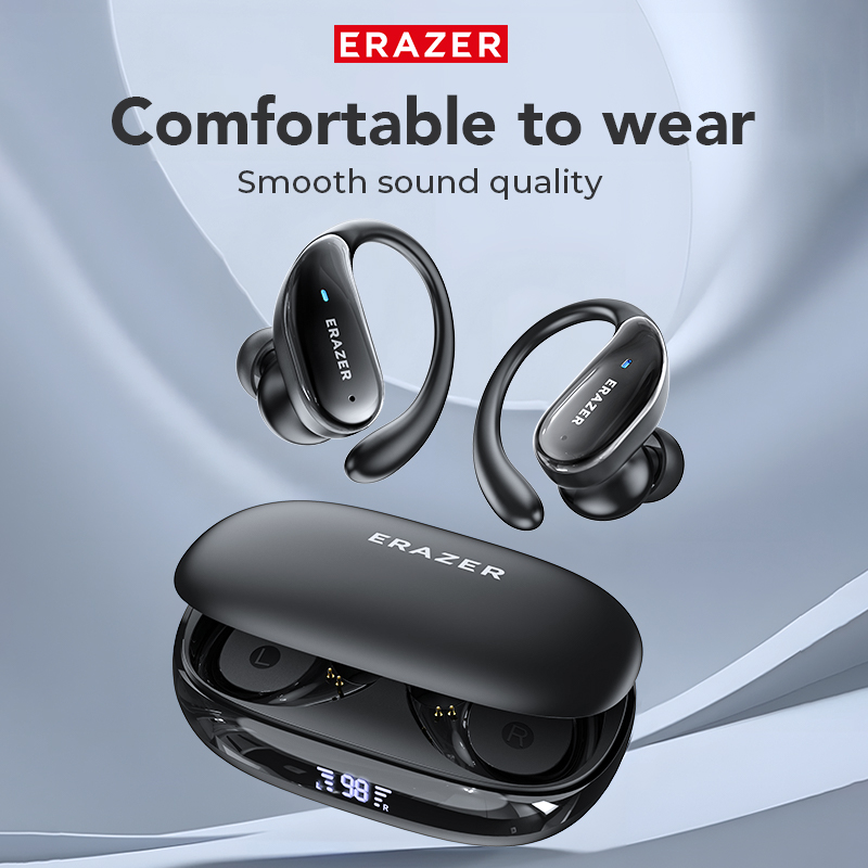 Erazer XT80 Bluetooth-Kopfhörer, kabellose Sportkopfhörer mit Mikrofonen, Tastensteuerung, LED-Leistungsanzeige, Hifi-Stereo-Klang