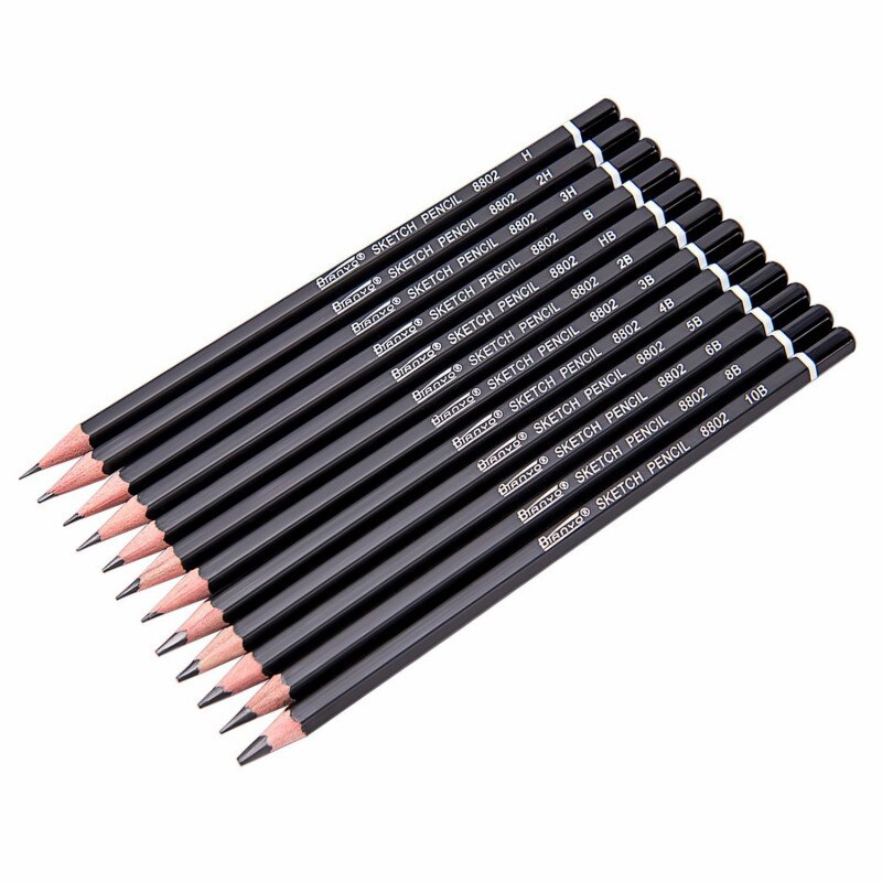 Lápiz de madera para dibujo artístico, lápices de carbón no tóxicos para la escuela de arte, H HB 2B 3B 5B 10B, 12 unids/caja
