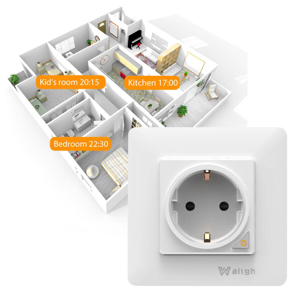 Time switch wifi socket flush-mounted, 16A Waligh eSocket overvoltage protection, compatible with Alexa, Google Home and Siri, u
