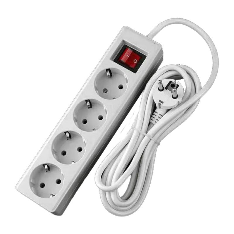 European power strip 4 way extension cord multiple socket with switch