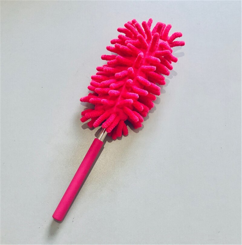 Telescopische Handvat Uitschuifbare Magic Cleaning Veer Borstel Wasbare Home Dust Removal Tool Microvezel Stofdoek Veer Borstel: Red