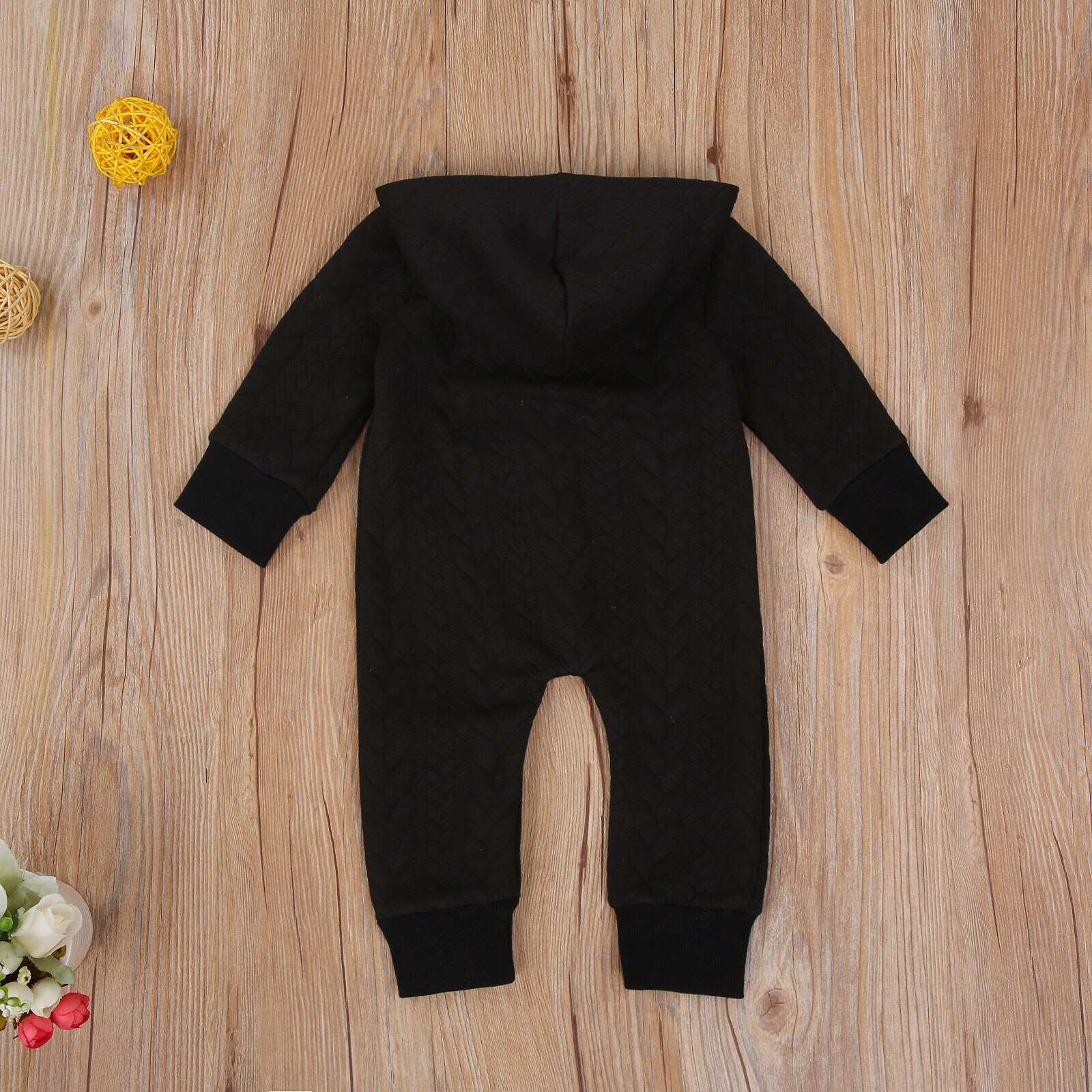 Mamelucos de manga larga de 0-24M para bebés y niños, monos cálidos con capucha de un solo pecho de Color sólido de otoño, 2 colores