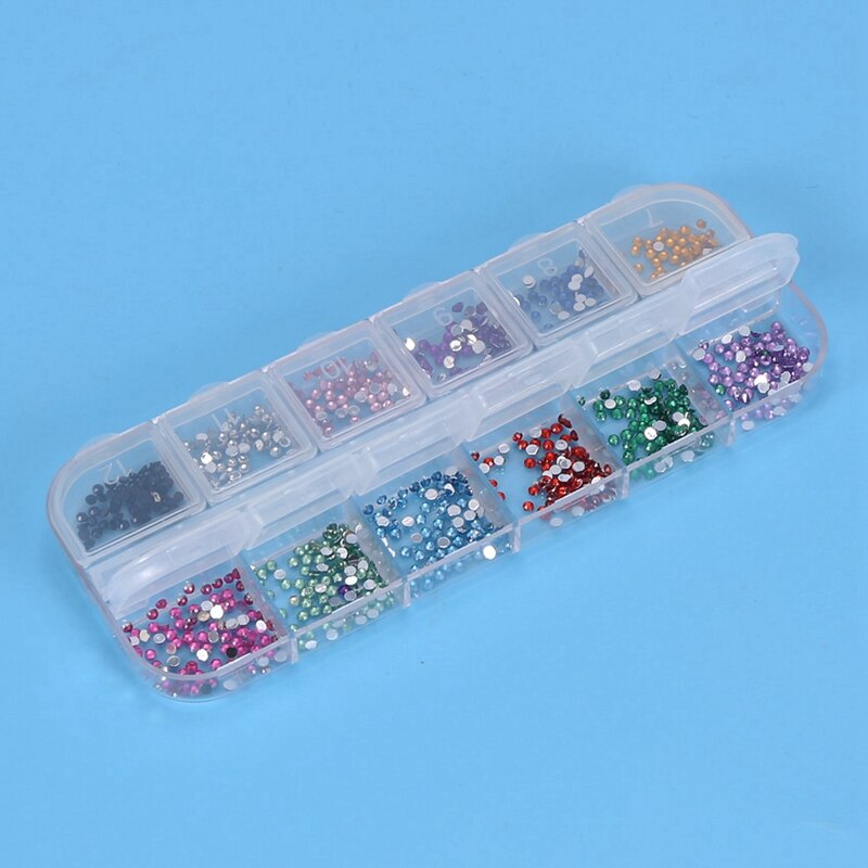 1200Pcs Nail Art Rhinestones Glitters Acryl Tips Wiel Met 3000Pcs Acryl 2Mm Rhinestones Gems Studs Nail Art kit