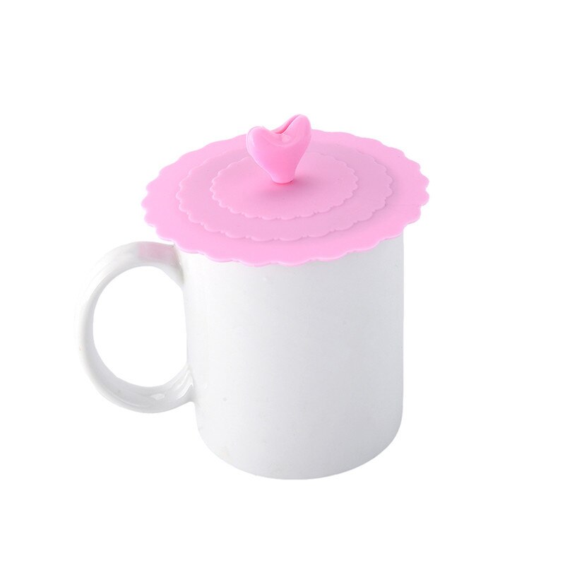 9 färger livsmedelsgodkänd silikonkopp härlig antidamm silikon fruktmuggskydd läckagetätt kaffelock lock förseglat kopplock: Rosa
