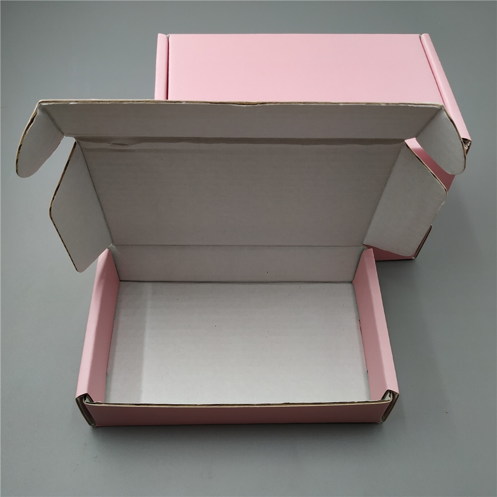 16x8x3cm 10pcs Square Corrugated Box pink Cardboard Box Mailer Birthday Boxes 3-Layer Thicken Paper Box