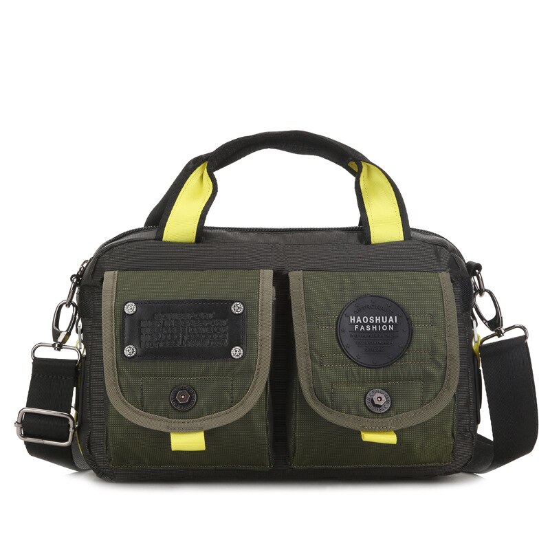 Style message bag Men's Casual Shoulder Crossbody Bag Outdoor Waterproof Travel Bag organizer pockets men's satchel: Army Green
